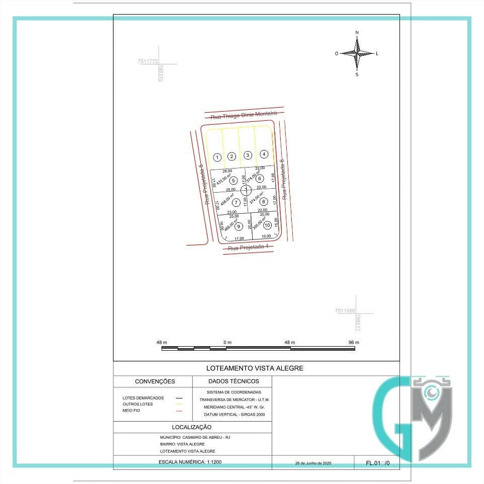 Planta de um levantamento topográfico.