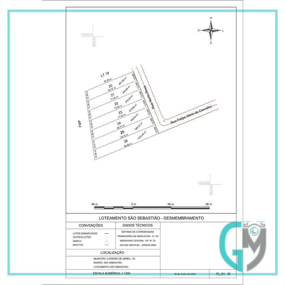 Planta de um levantamento topográfico.