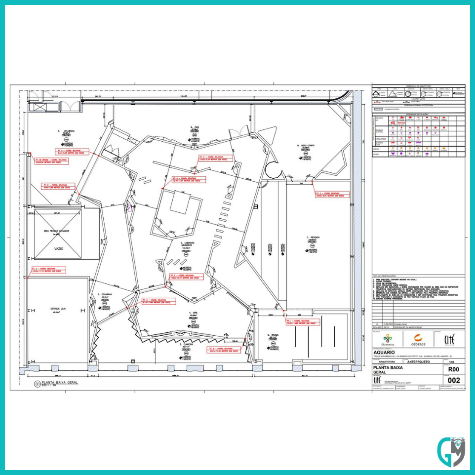 Planta de um levantamento topográfico.