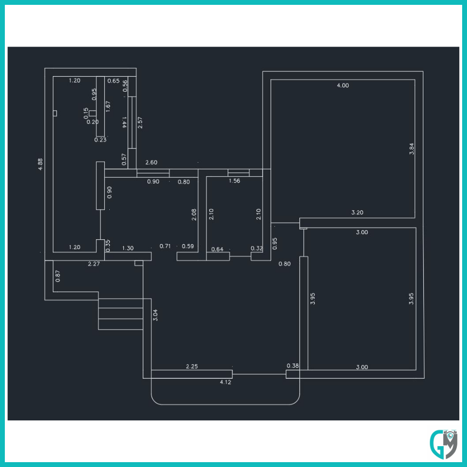 Planta de um levantamento topográfico para fins arquitetônicos.