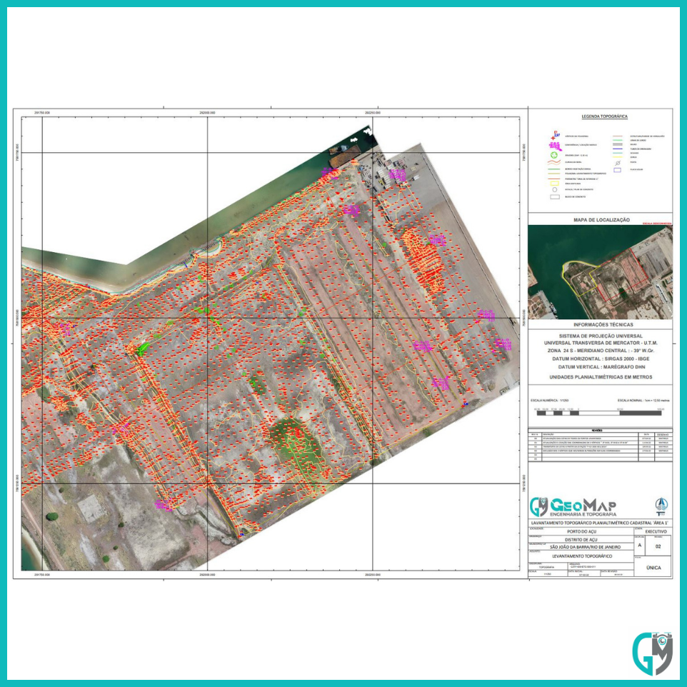 Levantamento Topográfico Planialtimétrico e geração de ortofoto para projeto de terraplanagem, com geração de perfis.