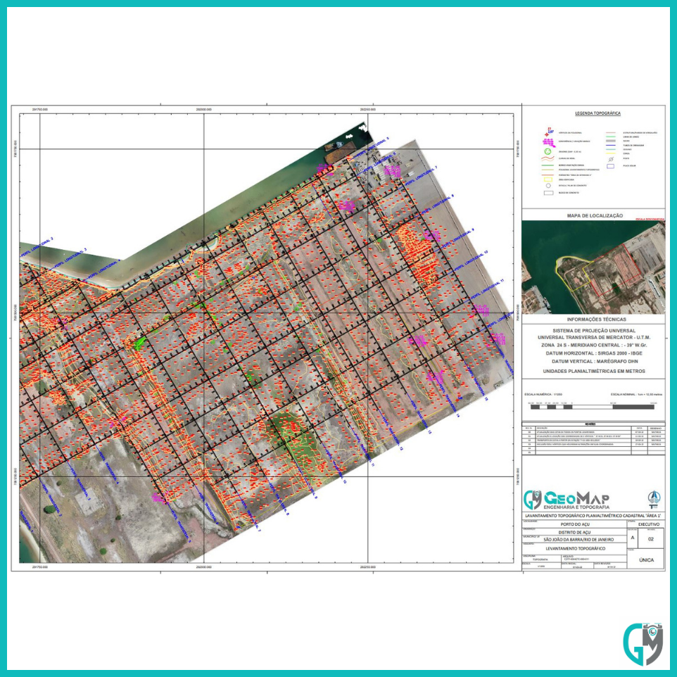 Levantamento Topográfico Planialtimétrico e geração de ortofoto para projeto de terraplanagem, com geração de perfis.