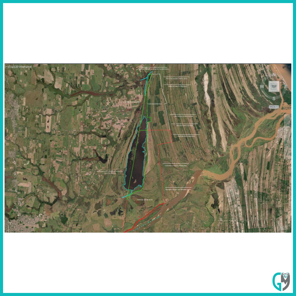 Planta de um levantamento topográfico com mapeamento aéreo para geração de ortofoto.